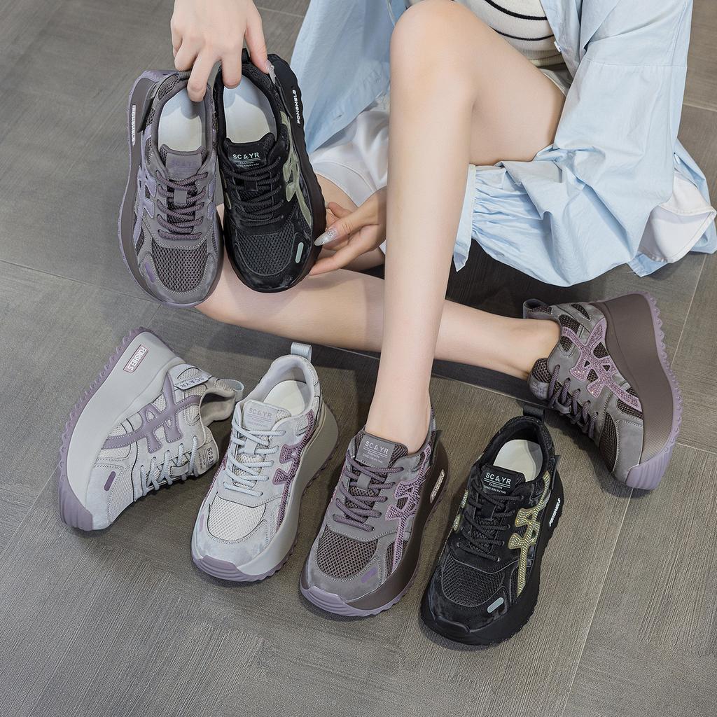 Thick-soled small Forrest Gump shoes women's 2025 autumn new light luxury explosion casual fashion heightening sports little white shoes