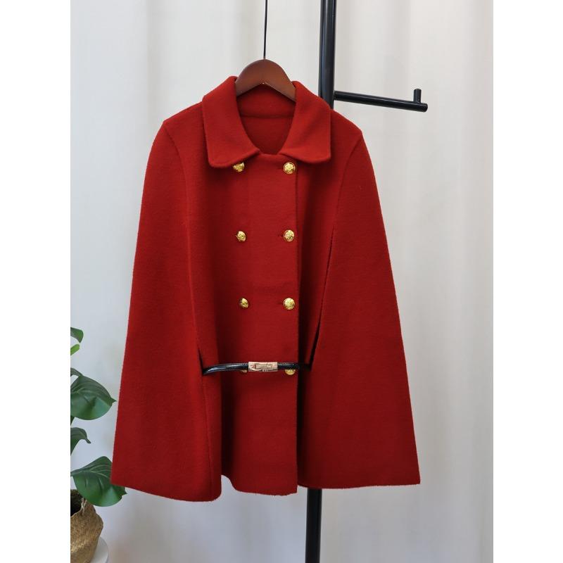 

Осень и зима новый высококлассный темперамент вязаная двусторонняя шерстяная шаль свободный пояс свитер кейп женский one size fits all бордовый