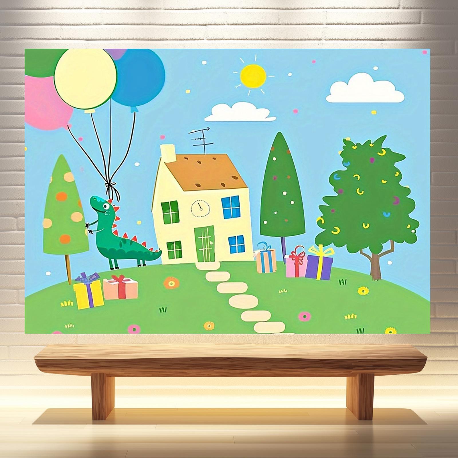 2D Plane, 2D Plane - 2D Plane Birthday Pig Theme Party Background Cloth, No Power Supply Required 100x150cm