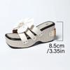 Fashion Bow Knot Chunky Platform Slippers for Women Fashion Buckle Design Thick Bottom Slides Ladies New Square Toe Wedge Sandals Mujer