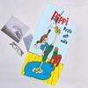 1pc Pippi Longstocking2 Beach Towel, Beach and Seaside Swimming Pool Equipment, Fashion Pattern, Rectangular, Travel Essentials