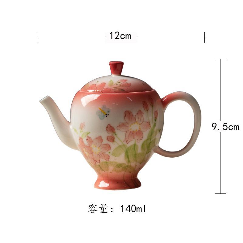 

140ml Hand-painted Flower Teapot Ancient Tea Infuser Pot Tea Brewing Kettle With Ball Hole Tea Items Collection Decorations Gift