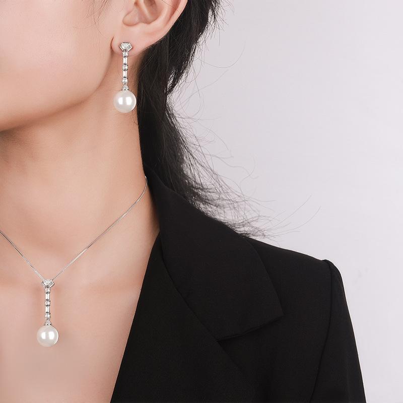 Jewelry Copper Bottom Gold Plated Pearl Tassel Women'S Set 14Mm12Mm