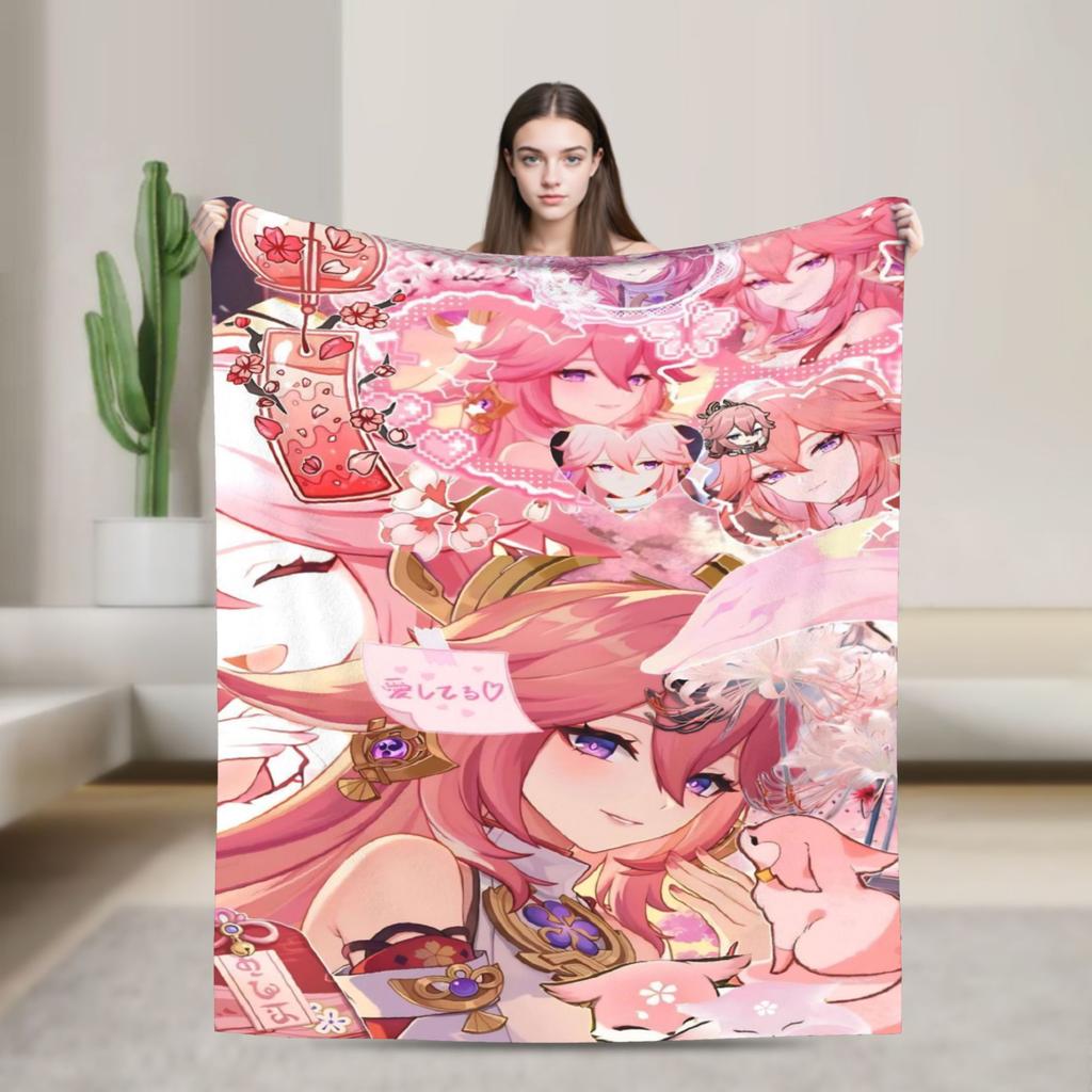 Genshin Impact Diluc Game Warm Soft Blanket Camping Plush Throw Blanket Graphic Bedroom Flannel Bedspread Sofa Bed Cover