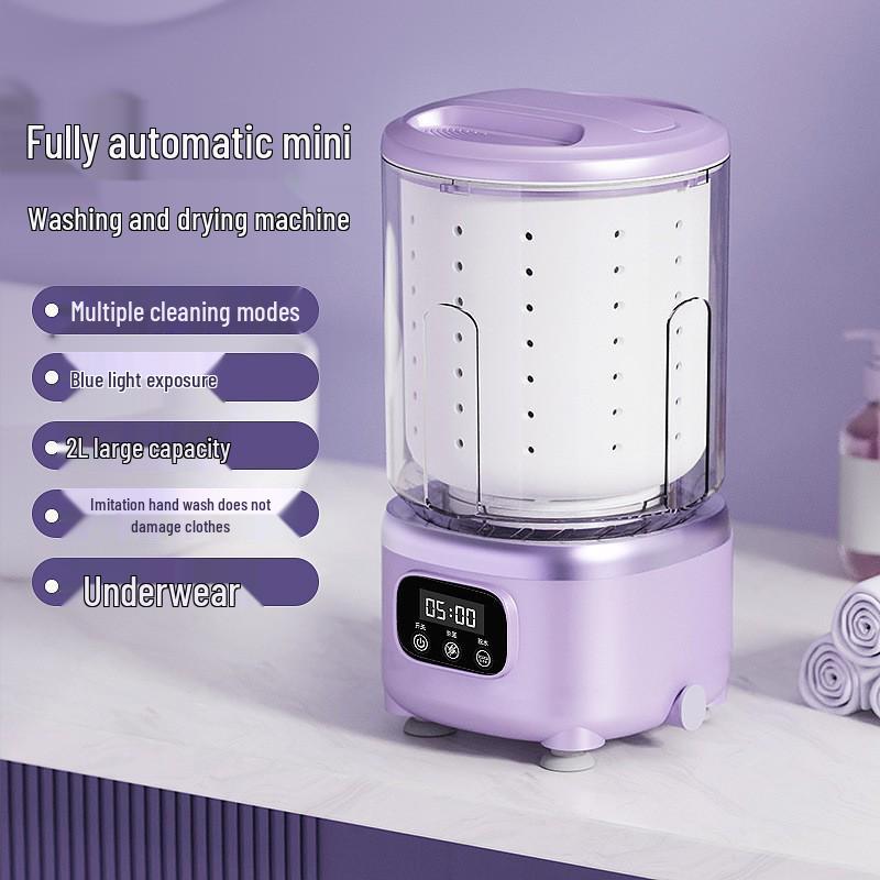 Spin-Wash Mini Wireless Washing Machine with Blue Light Sterilization for Underwear and Socks