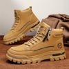 Men's High-top Boots Fashion Casual Leather Men's Sneakers Lace Up Ankle Boot Motorcycle Platform  Hombre Shoes