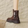 Winter New Thick Heel Cotton Boots Women's Fashion Round Head Side Zipper Thick Sole Anti-slip Wear-resistant Short Boots