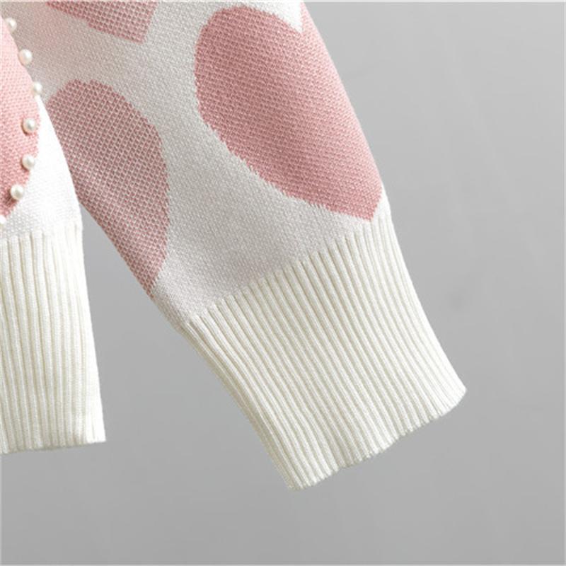 Women  Autumn And Winter Love Nail Bead Set Stylish And Fresh College Style Two Piece Set