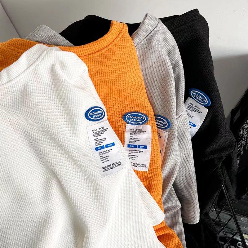 

Футболка с коротким рукавом и вафельной вышивкой, мужские летние корейские повседневные футболки, модный дышащий топ с короткими рукавами, мужской облегающий топ с принтом