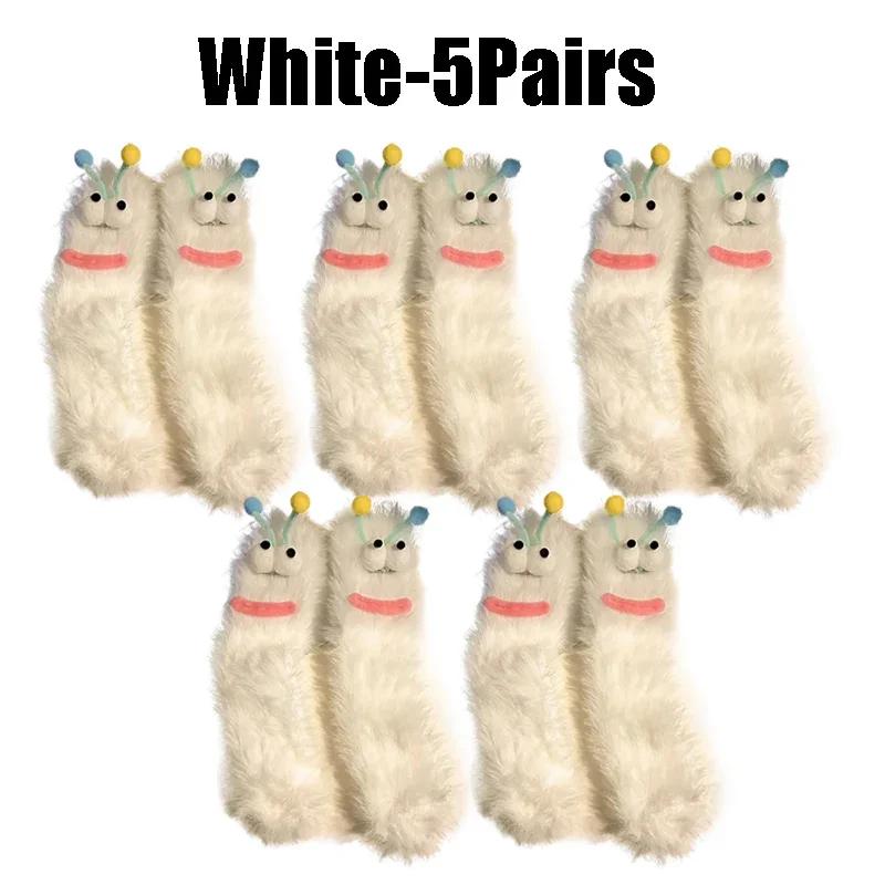 Cute Funny Socks For Women Mid Crew Socks Winter Home Sleep Socks Cartoon Plush Cozy House Floor Socks For Couples Warm Gifts