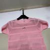 Xiangjia European Style Lightweight Luxury Hollow Knit Round Neck Short Sleeve Top