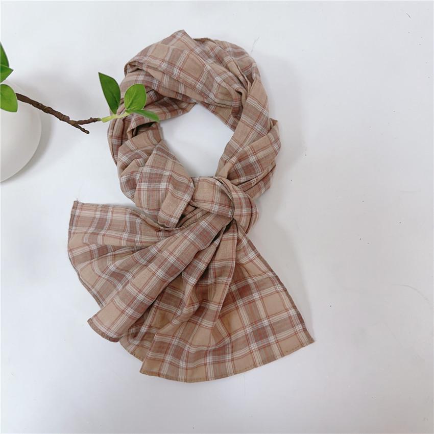 Reiner Baumwoll-Schal mit garngefärbtem Karomuster in über 20 Farben