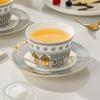 Italian Golden Roman Architecture Coffee Cup Saucer Teapot Set Gold-patterned Handle Swan Castle Afternoon Tea Set Gift