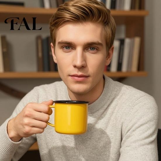 Home Kitchen Accessories Retro Enamel Coffee Mug, 360ml Vintage Colorful Tea Cup, Gift for Lovers Nostalgic Style Drinkware Office And Use Camping
