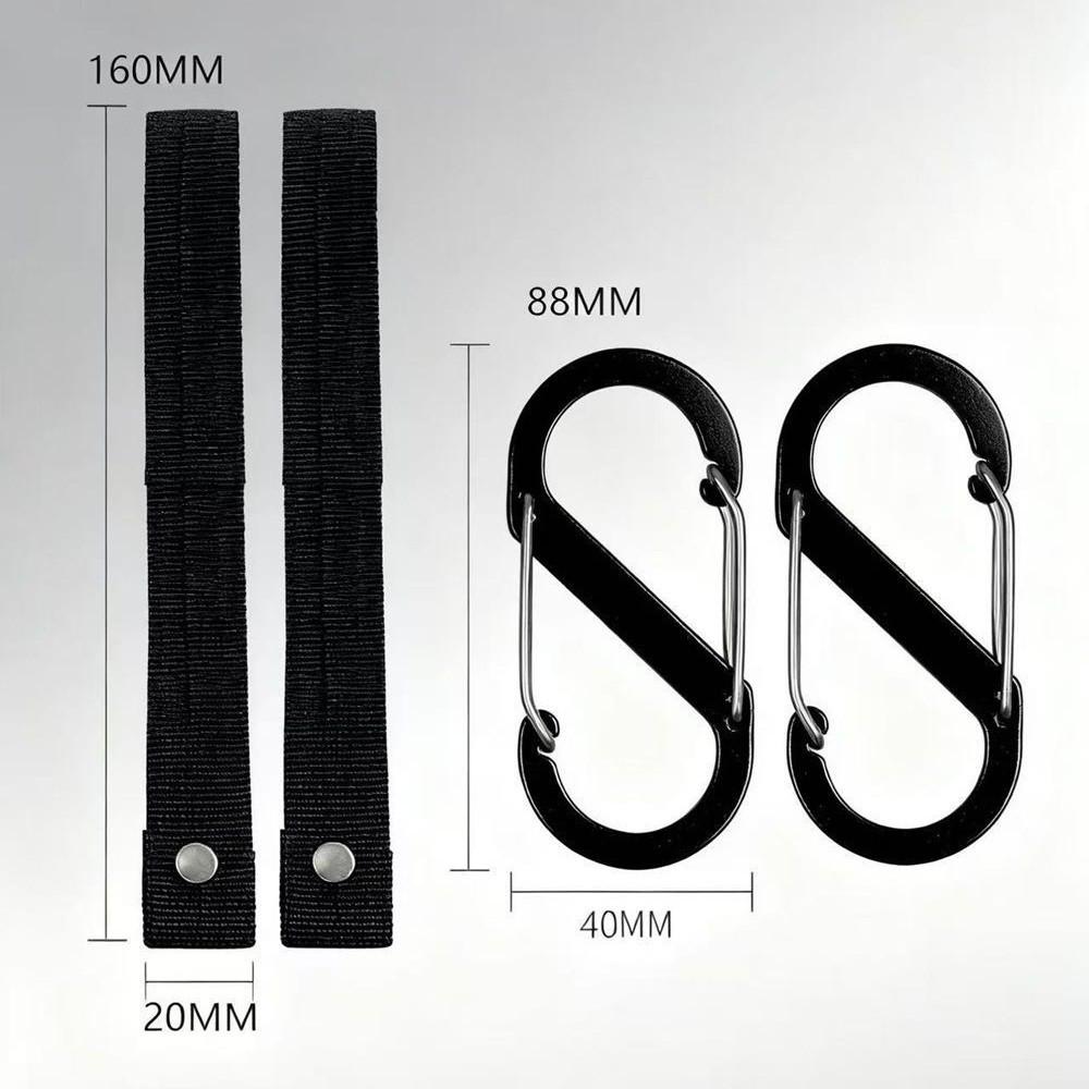 Aluminum Alloy S Hook Carabiner Keychain Set - Size 9, Knitted Strap, Figure-8 Buckle, Waterproof, For Outdoor Backpack