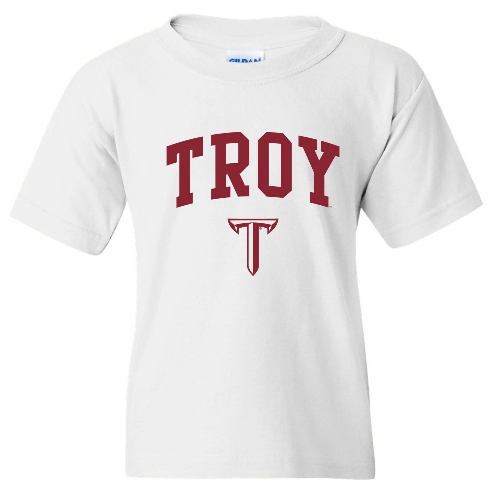 Troy Trojans Arch Logo Youth T-Shirt - white 2XL