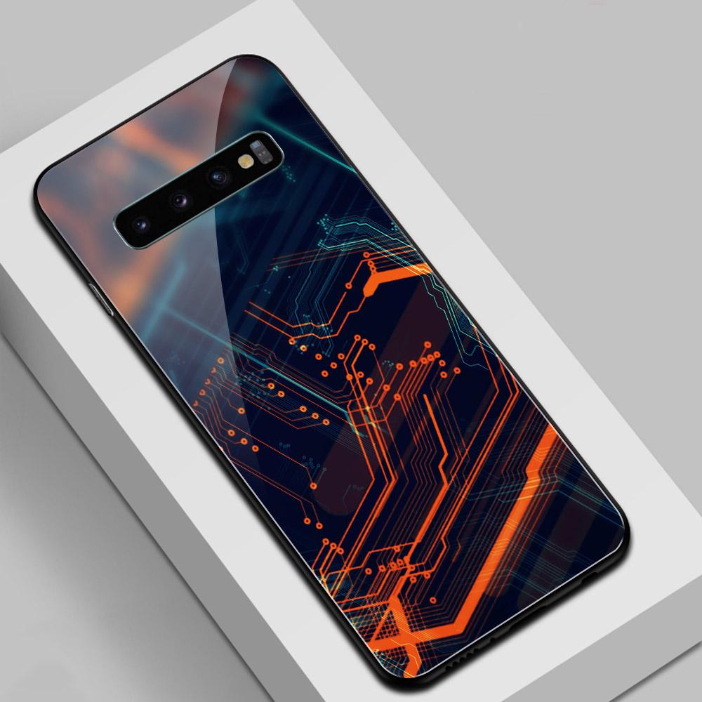 For Samsung S20 Plus Phone Case Glass Back Cover Chip Case for Samsung Galaxy S8 S9 S10 S20 S21 S22 Note 8 9 10 Plus S10e Ultra