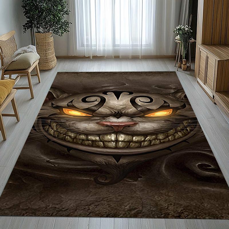 Alice nel Paese delle Meraviglie Cartone Animato Gatto Sorridente Tappeto da Area Antiscivolo per Soggiorno Tappeto Morbido per Camera da Letto Sala Giochi Divano, Tappetino Decorativo per la Casa