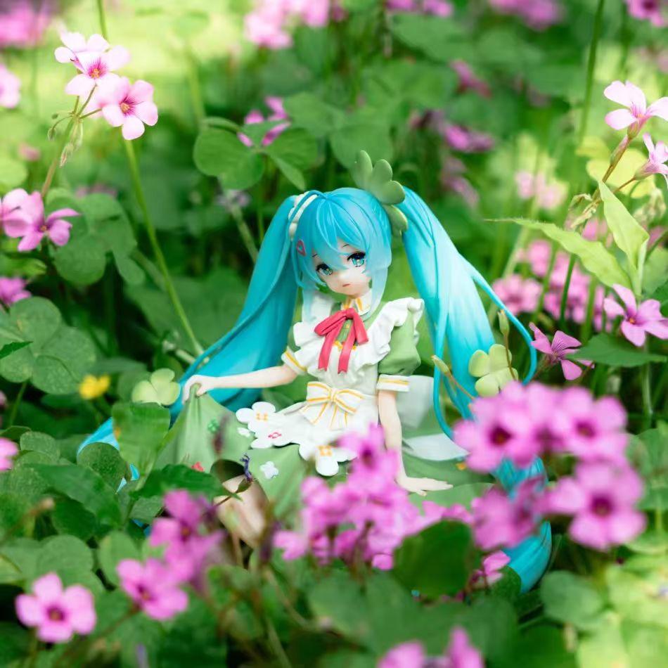 Cute Hatsune Miku Figures Four-leaf Clover Flower Fairy Maiden Models Decorative Ornaments for Beautiful Girls Birthday Gift