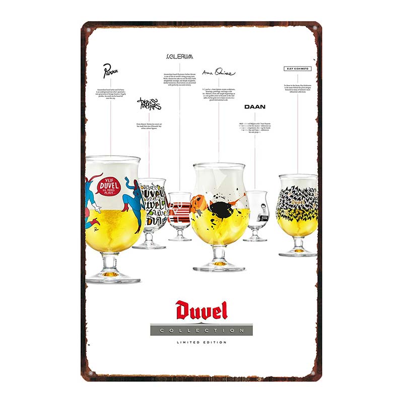 YZFQ Belgické Pivo Duvel Plechové Kovové Značky Deska Vintage Hudební Bar Restaurace Domov Pánská Jeskyně Dekor Nástěnné Samolepky DU-7713B