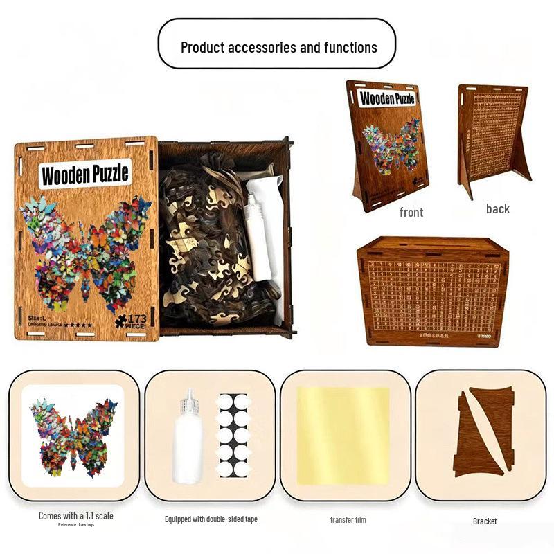 HOOLOOG Irregular Butterfly Wooden Puzzle & DIY Piggy Bank Gift