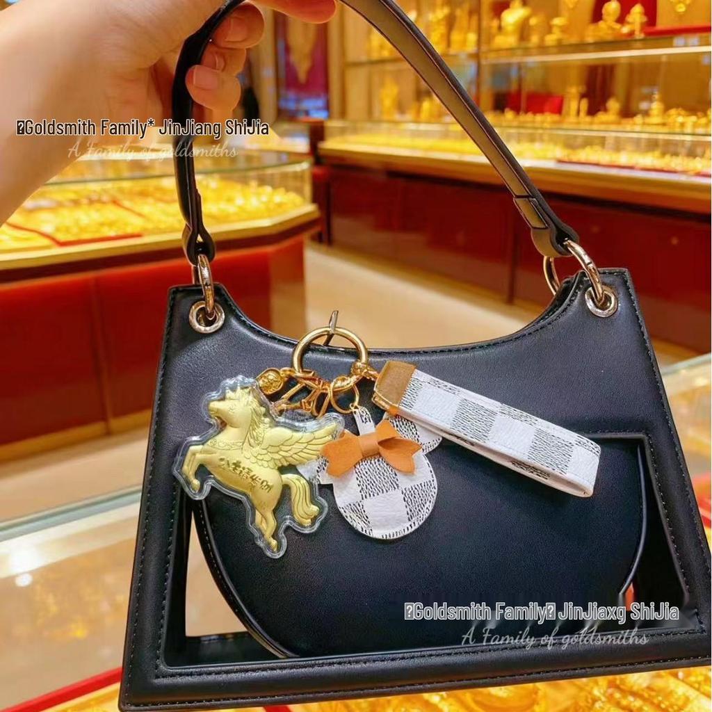 999 Pure Gold Money Keychain & Mobile Chain with Crab Bag Pendant for Girlfriend