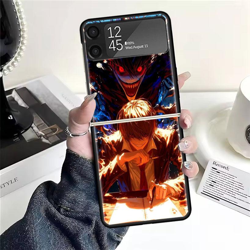 N-Note D-Death Yagami Light Cases For Samsung Galaxy Z Flip 4 5 6 7 3 Z Flip7 Flip6 Flip4 Flip5 Flip3 5G Hard Shockproof Fundas
