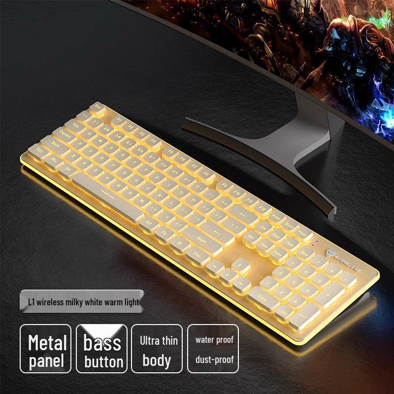 Ultra-Quiet Illuminated Mechanical Feel Wired Keyboard & Wireless Mouse Set for Office & Tablet Use