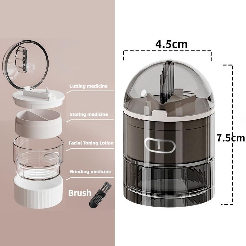Portable 2-in-1 Pill Box with Pill Cutter for Cutting Small Pills or Large Pills In Half & Quarter Travel Pill Organizer Case