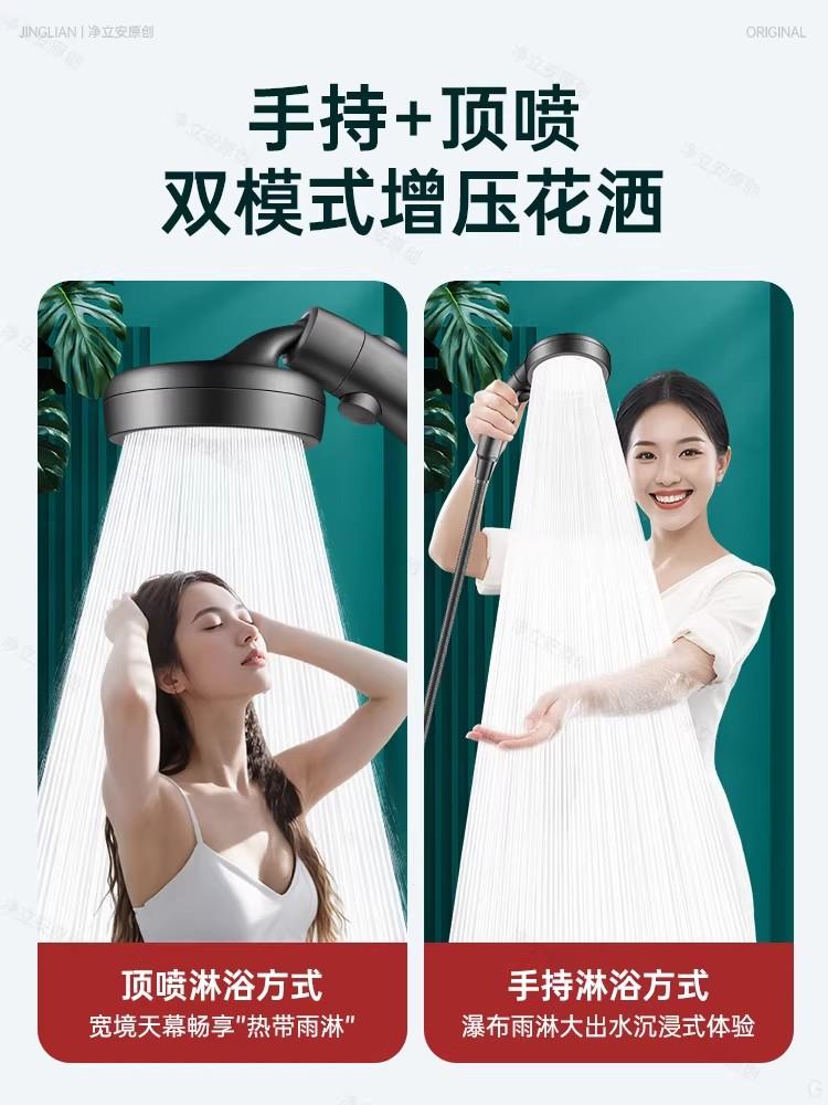 New Big Panel High Pressure Large Flow Shower Head With Stop Water Button Silver Massage Spray Nozzle Rainfall Bathroom Shower