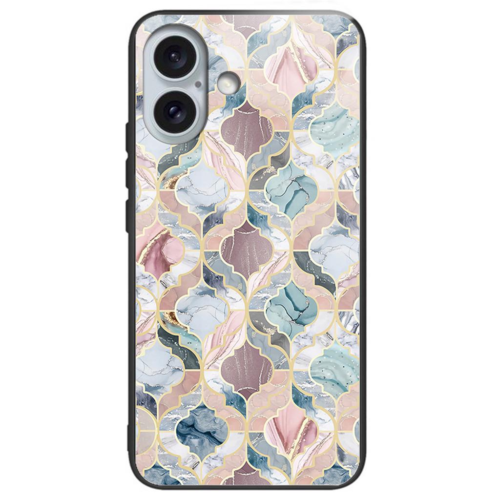 Etui na iPhone 16 Plus z nadrukiem wzoru, wstrząsoodporne, TPU, pokrowiec na telefon, tył ze szkła hartowanego