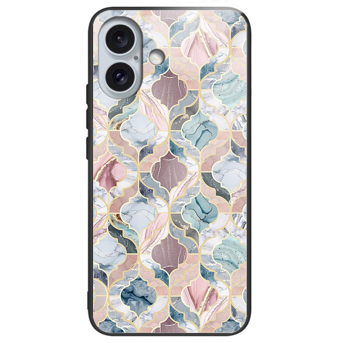 

For iPhone 16 Cases Shockproof Tempered Glass+TPU Phone Cover Pattern Printed
