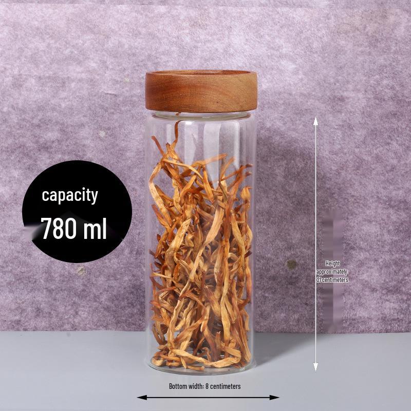 Acacia Wood Lid Glass Airtight Storage Jar for Honey or Bird's Nest