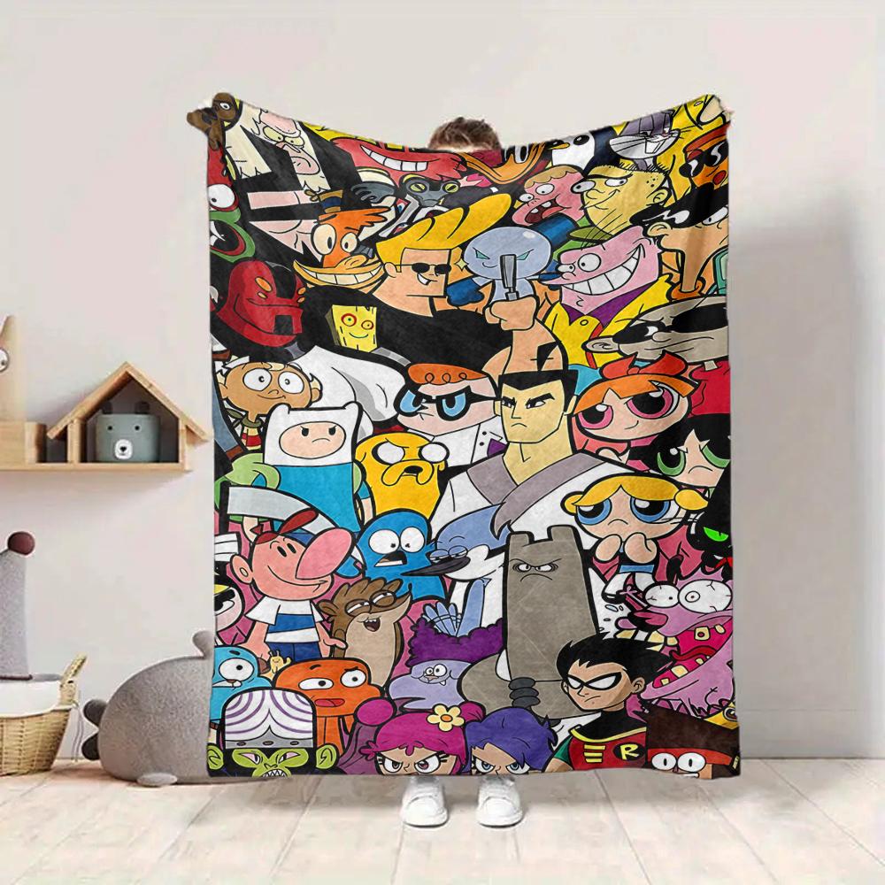 1Pc Anime Character Mashup Poster Flannel Fleece Blanket Soft Warm Throw Blanket For Sofa Bed Couch Home Decor Travel Nap Blanket Xmas Gift Q1200