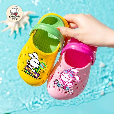 2025 Rubber and Plastic EVA Children's Hole Shoes, Cute and Lightweight Thick-soled Home Non-slip Outer Wear, Boys and Girls Cool Slippers