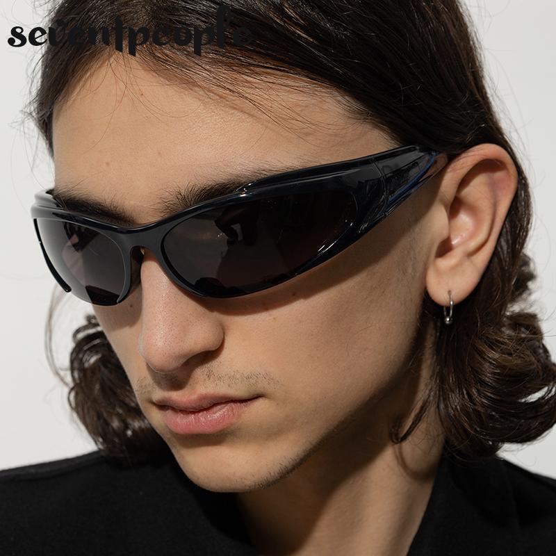 New Fashion Wrap Around Rectangle Sunglasses Women  Luxury Brand Designer Sports Sun Glasses For Men Steampunk Y2K Sunglass