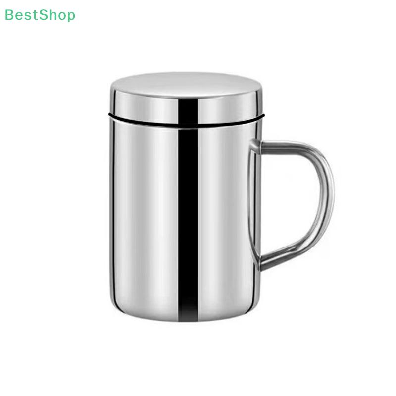Stainless Steel Double-layer Mug With Lid, Office Insulated Insulated Mug With Handle