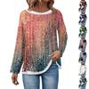 Women's Casual Fashion Vintage Printed Long Sleeve O-Neck Sweatshirt Layer Pullover Top