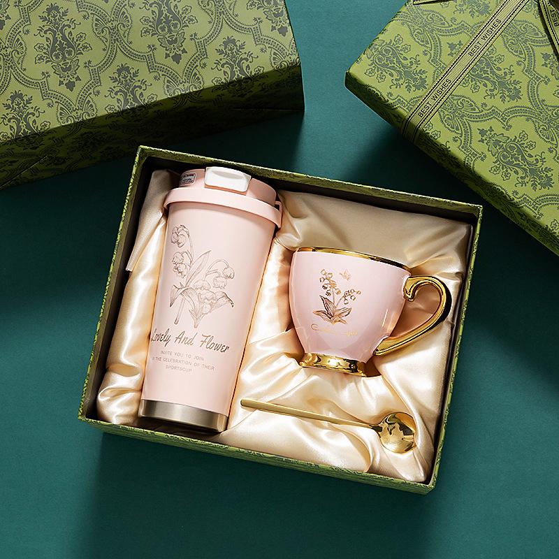 Luxury Coffee Cup Gift Set, Premium Valentine's Day Present for Girlfriend