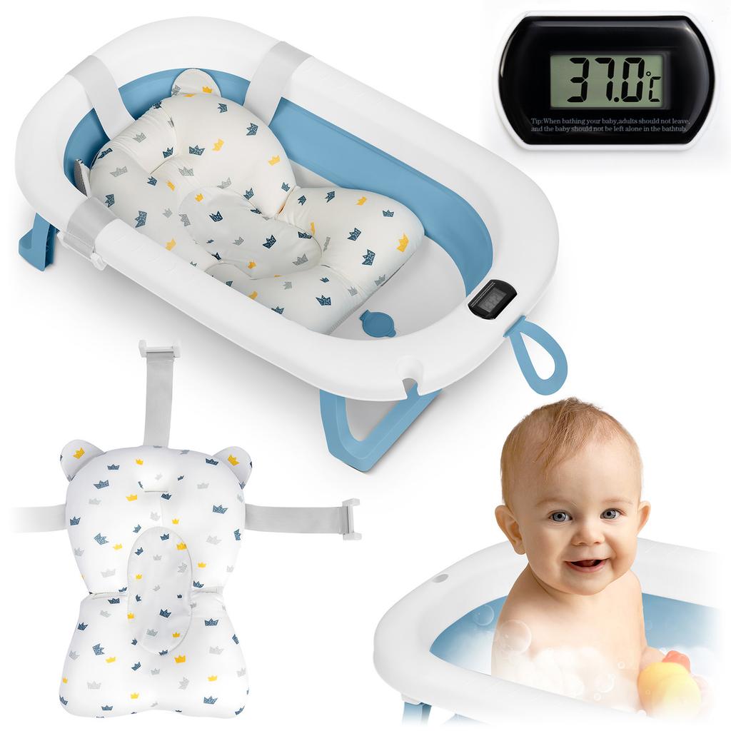 Folding Bathtub For Children, Infants With Thermometer And Insert Rk-287 White And Blue