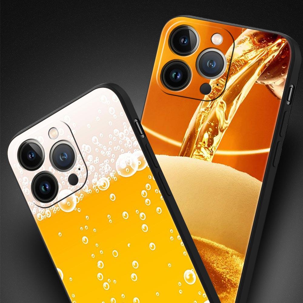 Alkohol Sommer Blase Für iPhone 11 12 13 15 14 Pro Max Handyhülle X XR XS 7 8 Plus SE 2020 Luxus Schwarz Silikon Hülle Funda