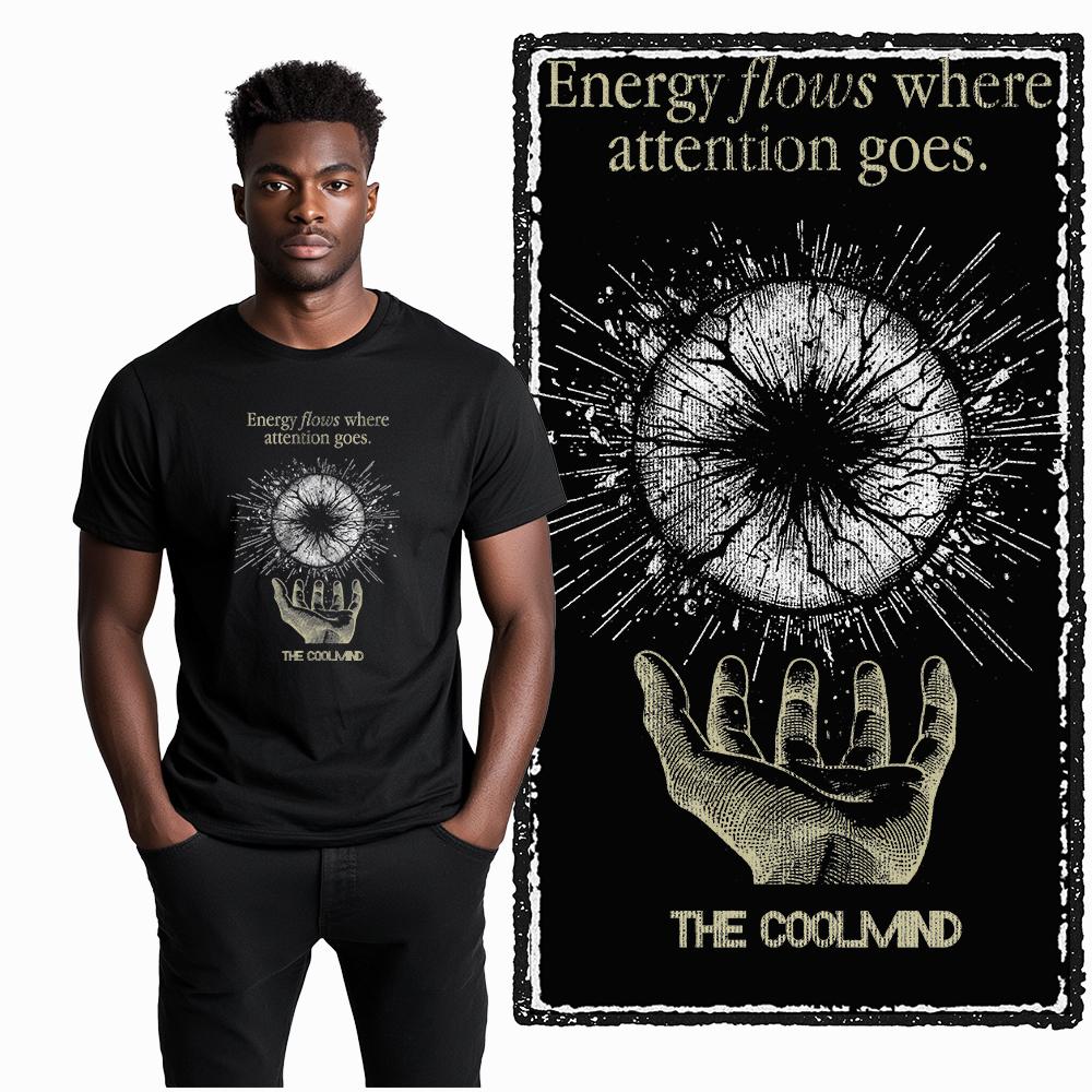 Coolmind X0075 Energy Focus Cosmic Focus Graphic Tee Cotton Exclusive Men Tshirt Streetwear T Shirt for Men Tee Shirt