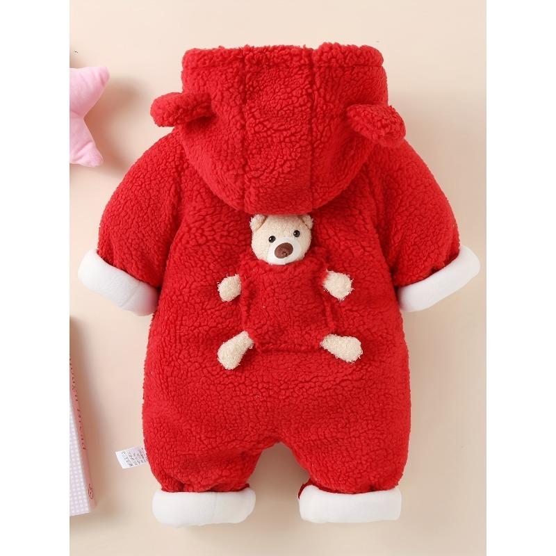 [Warmer Jumpsuit] Warmer Jumpsuit mit Kapuze, Baby Winterkleidung | Neugeborenes Baby Bär Dekor, Babykleidung für Jungen und Mädchen