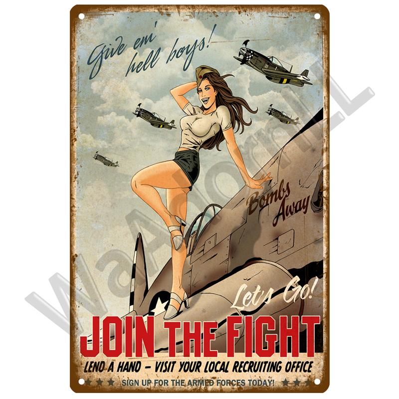 Vintage Metal Signs Aircraft Plate Retro Tin Sign Fighter Jet AirPlane Metal Plaque Painting Living Room Home Wall Decoration