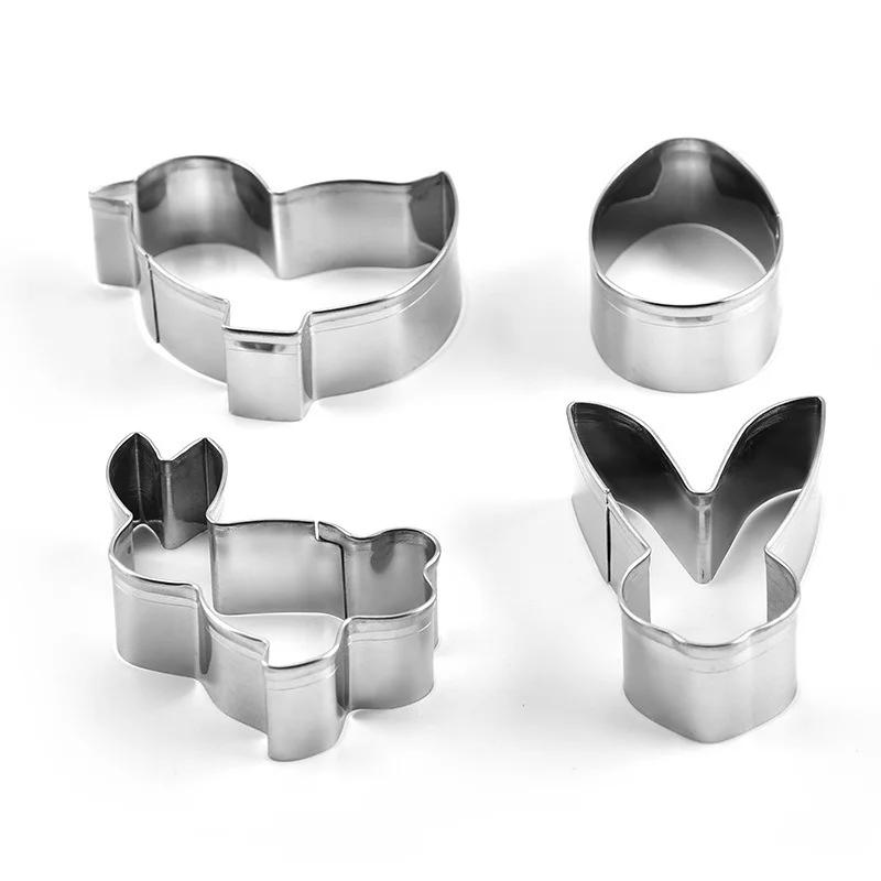 4Pcs Cute Animals Cookie Cutters Mould Biscuit Mold Fondant Pastry Cake Decorating Baking Tools Kitchen Bakeware Stainless Steel