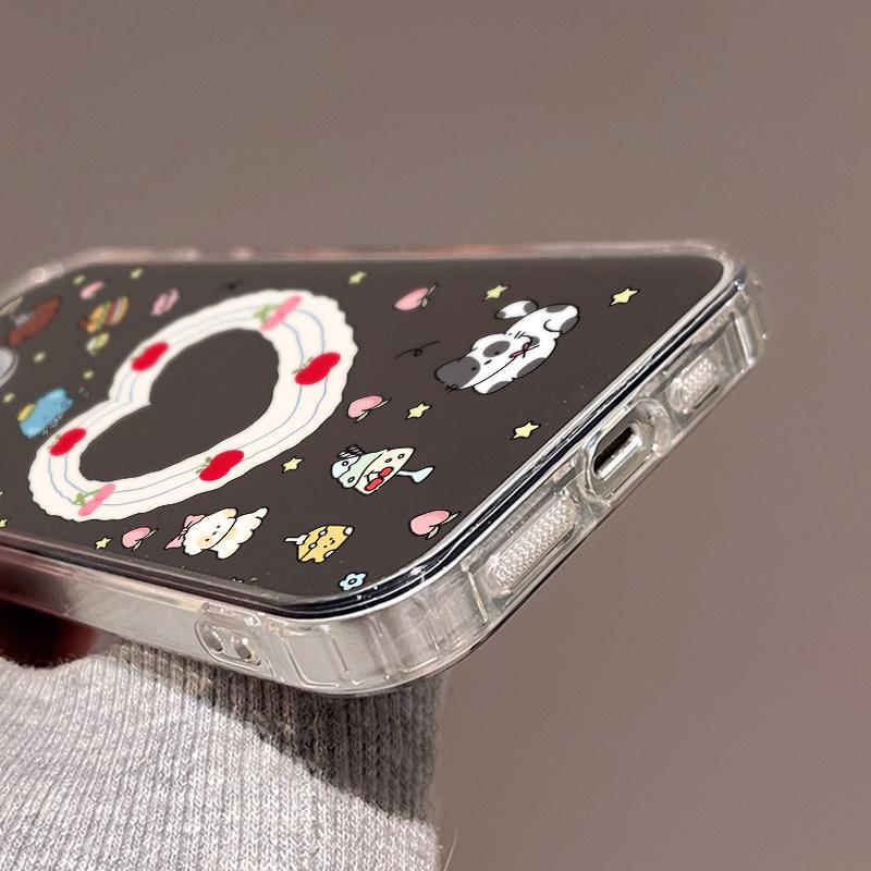 Handyhüllen für iPhone 11 13 XR 15 Pro Max 12 14 Pro Max Hülle iPhone 16 XS Max Spiegel Schutzhülle Mirror Exquisite Cartoon Wasserdicht