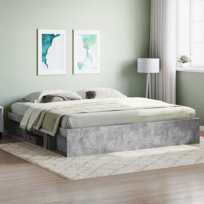 VidaXL Cadre de lit gris béton 200x200 cm 3203890