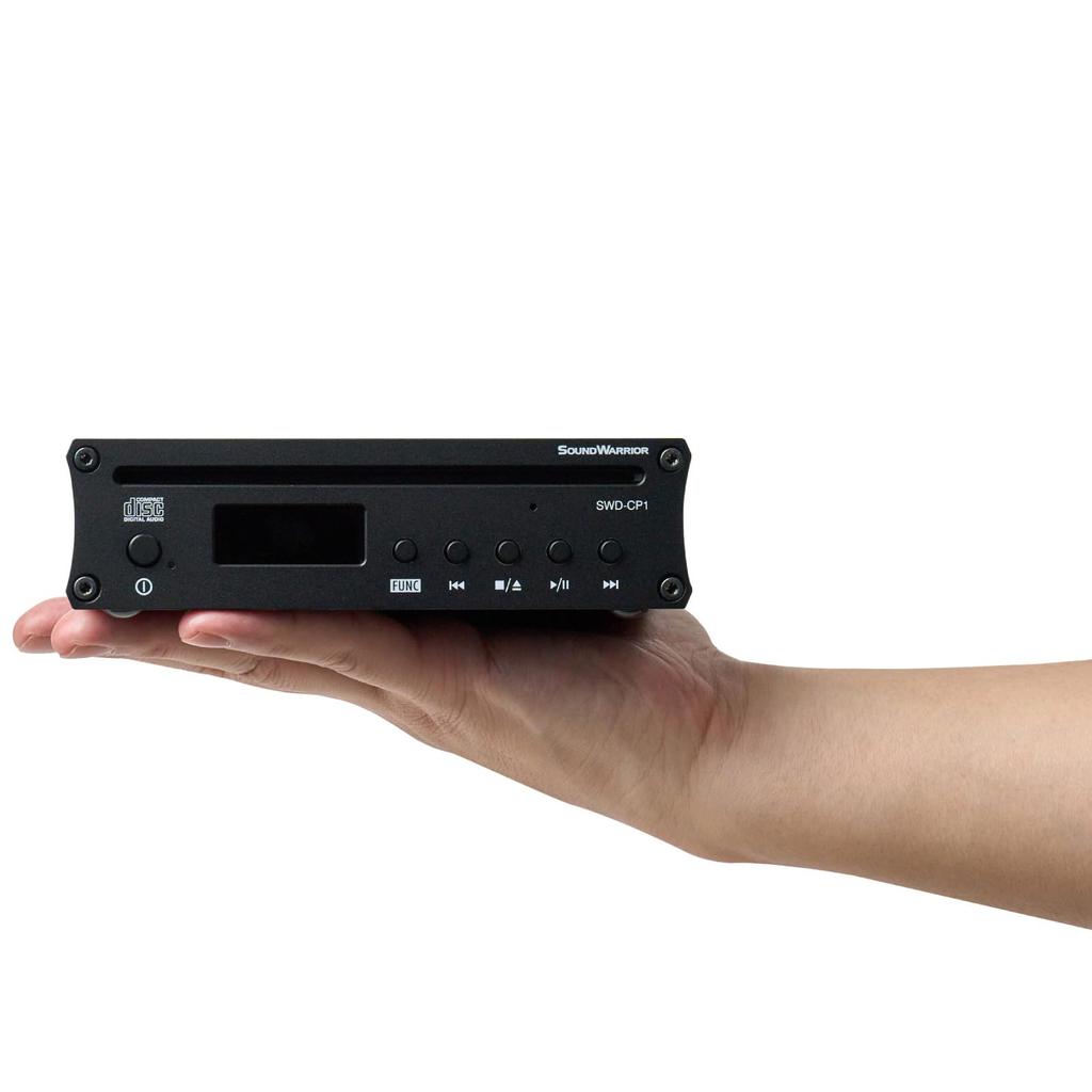 SOUNDWARRIOR High-Performance Compact CD Player with Analog/Coaxial/Optical Outputs, Made in Japan, SWD-CP1-SD
