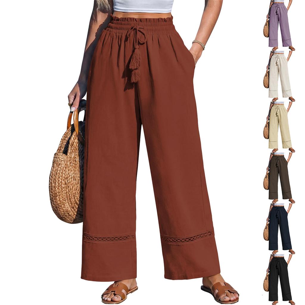 Women's Comfortable Color Loose Wide Leg High Waist Casual Pants