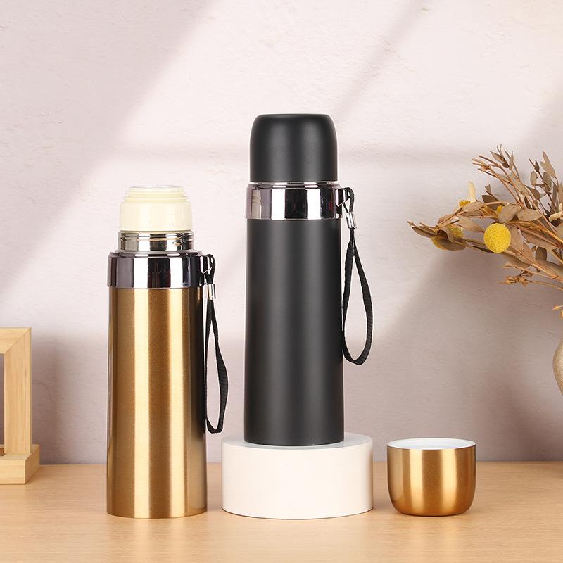 Simple Bullet Stainless Steel Lifting Rope Thermos Cup Large Capacity Vacuum Straight Cup Outdoor Portable Sports Water Cup